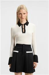 BOSS ΓΥΝΑΙΚΕΙΑ ΠΛΕΚΤΗ ΜΠΛΟΥΖΑ RIBBED ''SHARRO'' - 50542608 ΛΕΥΚΟ HUGO