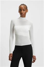 BOSS ΓΥΝΑΙΚΕΙΑ ΠΛΕΚΤΗ ΜΠΛΟΥΖΑ RIBBED ''SOLANU'' - 50542650 ΛΕΥΚΟ HUGO