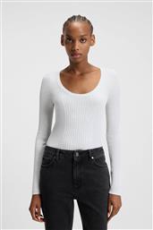 BOSS ΓΥΝΑΙΚΕΙΑ ΠΛΕΚΤΗ ΜΠΛΟΥΖΑ RIBBED ''SUNESSINY'' - 50548250 ΛΕΥΚΟ HUGO