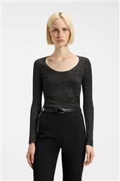 BOSS ΓΥΝΑΙΚΕΙΑ ΠΛΕΚΤΗ ΜΠΛΟΥΖΑ RIBBED ''SUNESSINY'' - 50548250 ΜΑΥΡΟ HUGO