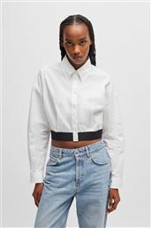 BOSS ΓΥΝΑΙΚΕΙΟ ΠΟΥΚΑΜΙΣΟ ΜΟΝΟΧΡΩΜΟ CROPPED RELAXED FIT ''ΕVESIA'' - 50518040 ΛΕΥΚΟ HUGO