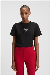 BOSS ΓΥΝΑΙΚΕΙΟ T-SHIRT ΜΕ GLITTER LOGO PRINT REGULAR FIT ''DESTREL'' - 50550117 ΜΑΥΡΟ HUGO
