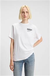 BOSS ΓΥΝΑΙΚΕΙΟ T-SHIRT ΜΕ ΣΤΡΑΣ RELAXED FIT ''VINTAGE'' - 50550148 ΛΕΥΚΟ HUGO