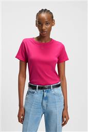 BOSS ΓΥΝΑΙΚΕΙΟ Τ-SHIRT ΜΟΝΟΧΡΩΜΟ ΜΕ CONTRAST LOGO PRINT ''DELORIS'' - 50512002 ΦΟΥΞΙΑ HUGO