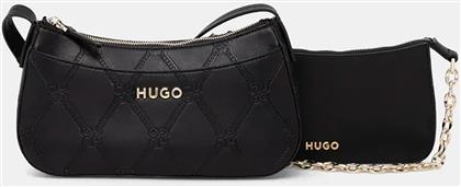 BOSS ΤΣΑΝΤΑ CROSSBODY ΜΕ ALL-OVER ΑΝΑΓΛΥΦΟ ΛΟΓΟΤΥΠΟ - 50536133 ΜΑΥΡΟ HUGO