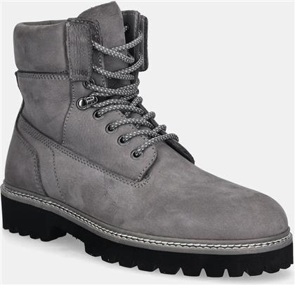ΠΑΠΟΥΤΣΙΑ NUBUCK DRAVEN ΧΡΩΜΑ: ΓΚΡΙ, 50552695 HUGO