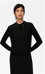 IBLUES ΓΥΝΑΙΚΕΙΑ ΠΛΕΚΤΗ ΜΠΛΟΥΖΑ ΜΕ ΠΟΛΟ ΓΙΑΚΑ ΚΑΙ ΣΤΡΑΣ ''MIRELLA'' - 2527366102200 ΜΑΥΡΟ I BLUES