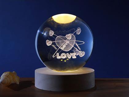 ΛΑΜΠΑ XL2720A CRYSTAL BALL HEART MEDIUM 8CM I-TOTAL