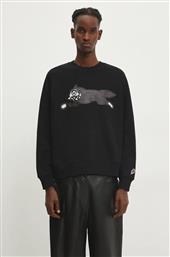 ΒΑΜΒΑΚΕΡΗ ΜΠΛΟΥΖΑ WOODGRAIN RUNNING DOG CREWNECK ΧΡΩΜΑ: ΜΑΥΡΟ, IC24327 ICECREAM