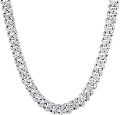 ΑΛΥΣΙΔΑΚΙ DIAMOND CUBAN LINK ΛΕΥΚΟΧΡΥΣΟ ICED STUFF