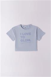 ΠΑΙΔΙΚΟ T-SHIRT CROPPED ΜΕ LETTERING - 4.B727/00 ΜΠΛΕ ΑΝΟΙΧΤΟ IDO