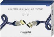 PREMIUM HDMI CABLE WITH ETHERNET GOLD-PLATED 8M BLUE/SILVER IN AKUSTIK