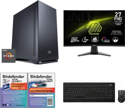 ALPHA R5 MAX REV.A2 & MAG 27C6X 27'' FHD VA 250HZ (OC) CURVED & DESKTOP WIRELESS BLACK 2 & BITDEFENDER TOTAL SECURITY DESKTOP PC INFINITY GEAR