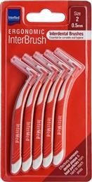 ERGONOMIC INTERBRUSH ΜΕΣΟΔΟΝΤΙΑ ΒΟΥΡΤΣΑΚΙΑ ΜΕ ΕΙΔΙΚΗ ΑΝΑΤΟΜΙΚΗ ΛΑΒΗ ΚΟΚΚΙΝΑ 5 ΤΕΜΑΧΙΑ SIZE 2 - 0.5MM INTERMED