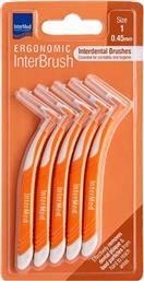ERGONOMIC INTERBRUSH ΜΕΣΟΔΟΝΤΙΑ ΒΟΥΡΤΣΑΚΙΑ ΜΕ ΕΙΔΙΚΗ ΑΝΑΤΟΜΙΚΗ ΛΑΒΗ ΠΟΡΤΟΚΑΛΙ 5 ΤΕΜΑΧΙΑ SIZE 1 - 0.45MM INTERMED
