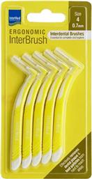 ERGONOMIC ΜΕΣΟΔΟΝΤΙΑ INTERBRUSH ΒΟΥΡΤΣΑΚΙΑ ΜΕ ΕΙΔΙΚΗ ΑΝΑΤΟΜΙΚΗ ΛΑΒΗ ΚΙΤΡΙΝΟ 5 ΤΕΜΑΧΙΑ SIZE 4 - 0.7MM INTERMED