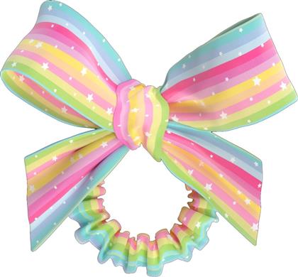 KIDS SLIM SPRUNCHIE WITH BOW, LET‘S CHASE RAINBOWS ΠΑΙΔΙΚΟ ΛΑΣΤΙΧΑΚΙ ΜΑΛΛΙΩΝ ΜΕ ΦΙΟΓΚΟ & ΥΠΕΡΟΧΑ ΜΟΤΙΒΑ 1ΤΕΜΑΧΙΟ INVISIBOBBLE