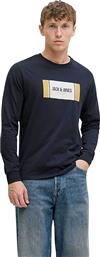 ΑΝΔΡΙΚΗ ΜΑΚΡΥΜΑΝΙΚΗ ΜΠΛΟΥΖΑ ΜΕ LOGO PRINT REGULAR FIT - 12282290 ΜΠΛΕ ΣΚΟΥΡΟ JACK & JONES