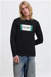 ΑΝΔΡΙΚΗ ΜΑΚΡΥΜΑΝΙΚΗ ΜΠΛΟΥΖΑ ΜΕ LOGO PRINT REGULAR FIT - 12282290 ΜΑΥΡΟ JACK & JONES