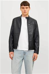 ΑΝΔΡΙΚΟ BIKER JACKET FAUX LEATHER - 12261196 ΜΑΥΡΟ JACK & JONES από το NOTOS