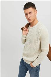 ΑΝΔΡΙΚΟ ΜΟΝΟΧΡΩΜΟ ΠΟΥΛΟΒΕΡ ΜΕ CABLE KNIT - 12236314 ΛΕΥΚΟ JACK & JONES