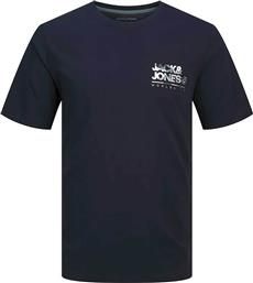 ΑΝΔΡΙΚΟ T-SHIRT ΜΟΝΟΧΡΩΜΟ ΚΑΙ LOGO PRINT ΣΤΟ ΣΤΗΘΟΣ - 12256785 ΜΠΛΕ ΣΚΟΥΡΟ JACK & JONES