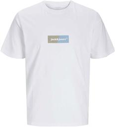 ΑΝΔΡΙΚΟ T-SHIRT ΜΟΝΟΧΡΩΜΟ ΜΕ LOGO PRINT - 12262563 ΛΕΥΚΟ JACK & JONES