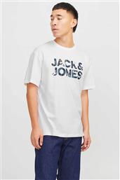 ΑΝΔΡΙΚΟ T-SHIRT ΜΟΝΟΧΡΩΜΟ ΜΕ LOGO PRINT - 12268127 ΛΕΥΚΟ JACK & JONES