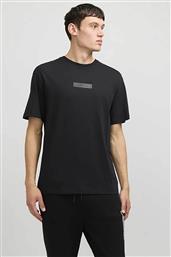 ΑΝΔΡΙΚΟ T-SHIRT ΜΟΝΟΧΡΩΜΟ ΜΕ LOGO PRINT - 12269369 ΜΑΥΡΟ JACK & JONES