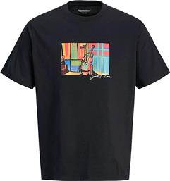 ΑΝΔΡΙΚΟ T-SHIRT ΜΟΝΟΧΡΩΜΟ ΜΕ LOGO PRINT - 12273378 ΜΑΥΡΟ JACK & JONES από το NOTOS