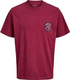 ΑΝΔΡΙΚΟ T-SHIRT ΜΟΝΟΧΡΩΜΟ ΜΕ LOGO PRINT LOOSE FIT - 12283655 ΜΠΟΡΝΤΟ JACK & JONES