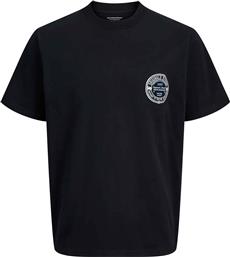 ΑΝΔΡΙΚΟ T-SHIRT ΜΟΝΟΧΡΩΜΟ ΜΕ LOGO PRINT LOOSE FIT - 12283655 ΜΑΥΡΟ JACK & JONES