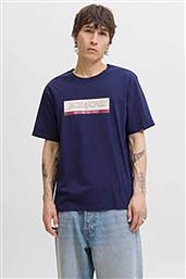 ΑΝΔΡΙΚΟ T-SHIRT ΜΟΝΟΧΡΩΜΟ ΜΕ LOGO PRINT REGULAR FIT - 12283628 ΜΠΛΕ JACK & JONES από το NOTOS