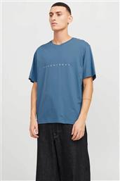 ΑΝΔΡΙΚΟ T-SHIRT ΜΟΝΟΧΡΩΜΟ ΜΕ LOGO PRINT RELAXED FIT - 12234746 ΜΠΛΕ JACK & JONES
