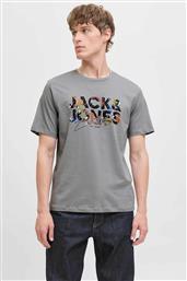 ΑΝΔΡΙΚΟ T-SHIRT ΜΟΝΟΧΡΩΜΟ ΜΕ LOGO PRINT RELAXED FIT - 12278523 ΓΚΡΙ JACK & JONES