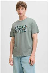 ΑΝΔΡΙΚΟ T-SHIRT ΜΟΝΟΧΡΩΜΟ ΜΕ LOGO PRINT RELAXED FIT - 12278523 ΠΡΑΣΙΝΟ JACK & JONES