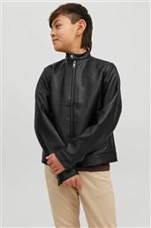 ΠΑΙΔΙΚΟ FAUX LEATHER JACKET ΜΟΝΟΧΡΩΜΟ ΜΕ ΑΝΑΓΛΥΦΕΣ ΡΑΦΕΣ - 12223285 ΜΑΥΡΟ JACK & JONES