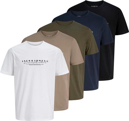 ΣΕΤ T-SHIRTS 5 ΤΕΜΑΧΙΩΝ POINT 12294212 ΕΓΧΡΩΜΟ REGULAR FIT JACK & JONES