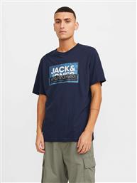 T-SHIRT LOGAN 12253442 ΣΚΟΥΡΟ ΜΠΛΕ STANDARD FIT JACK & JONES