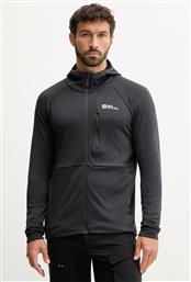 ΜΠΛΟΥΖΑ KOLBENBERG ΧΡΩΜΑ: ΜΑΥΡΟ, ΜΕ ΚΟΥΚΟΥΛΑ, A63966 JACK WOLFSKIN