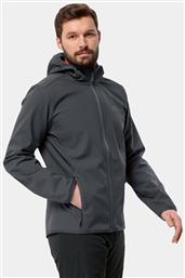 ΜΠΟΥΦΑΝ SOFTSHELL BORNBERG HOODY 1307471 ΜΑΥΡΟ REGULAR FIT JACK WOLFSKIN