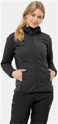 ΜΠΟΥΦΑΝ SOFTSHELL WINDHAIN HOODY 1307481 ΜΑΥΡΟ REGULAR FIT JACK WOLFSKIN