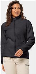 FLEECE HIGH CURL JACKET 1708732 ΜΑΥΡΟ REGULAR FIT JACK WOLFSKIN