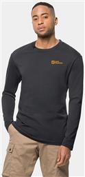 LONGSLEEVE ESSENTIAL LONGSLEEVE 1808821 ΜΑΥΡΟ REGULAR FIT JACK WOLFSKIN από το MODIVO