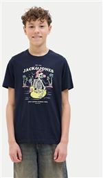 T-SHIRT ELIJAH 12269825 ΣΚΟΥΡΟ ΜΠΛΕ REGULAR FIT JACK & JONES από το MODIVO