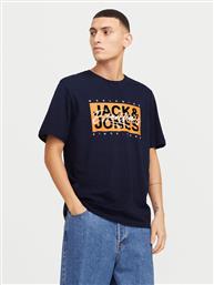 T-SHIRT COLTON 12268439 ΣΚΟΥΡΟ ΜΠΛΕ STANDARD FIT JACK & JONES