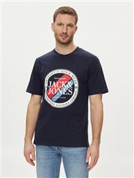 T-SHIRT LOOF 12248624 ΣΚΟΥΡΟ ΜΠΛΕ STANDARD FIT JACK & JONES από το MODIVO