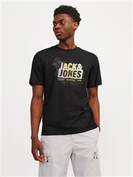 T-SHIRT MAP 12257908 ΜΑΥΡΟ REGULAR FIT JACK & JONES