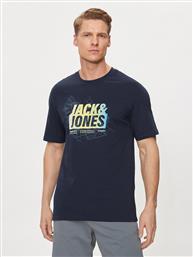 T-SHIRT MAP 12257908 ΣΚΟΥΡΟ ΜΠΛΕ REGULAR FIT JACK & JONES