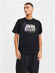 T-SHIRT MAP LOGO 12252376 ΜΑΥΡΟ STANDARD FIT JACK & JONES